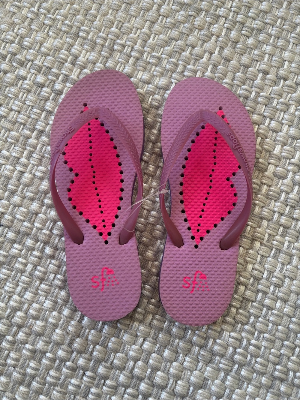 Kids' Pink Flip Flop Sandals with Hot Pink Insole Accent